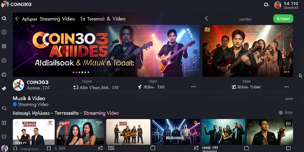 Antarmuka aplikasi COIN303 untuk streaming video yang menarik.