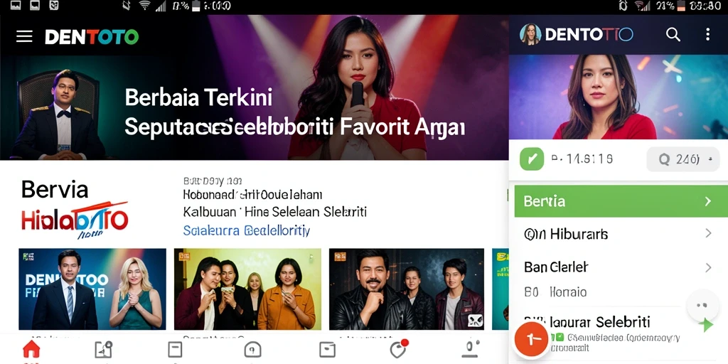 Tampilan aplikasi DENTOTO dengan berita selebriti terbaru.