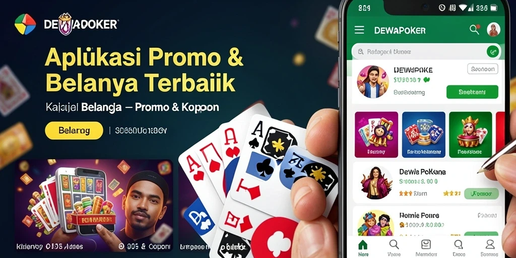 Tampilan antarmuka aplikasi DEWAPOKER dengan beragam fungsi Promo & Kupon.