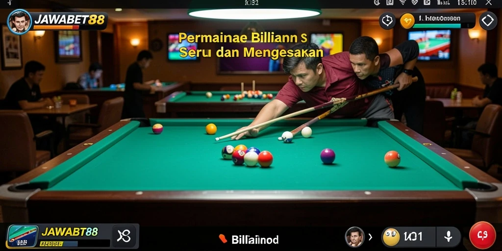 Antarmuka JAWABET88 menampilkan meja billiard yang realistis dan pengaturan yang menarik.