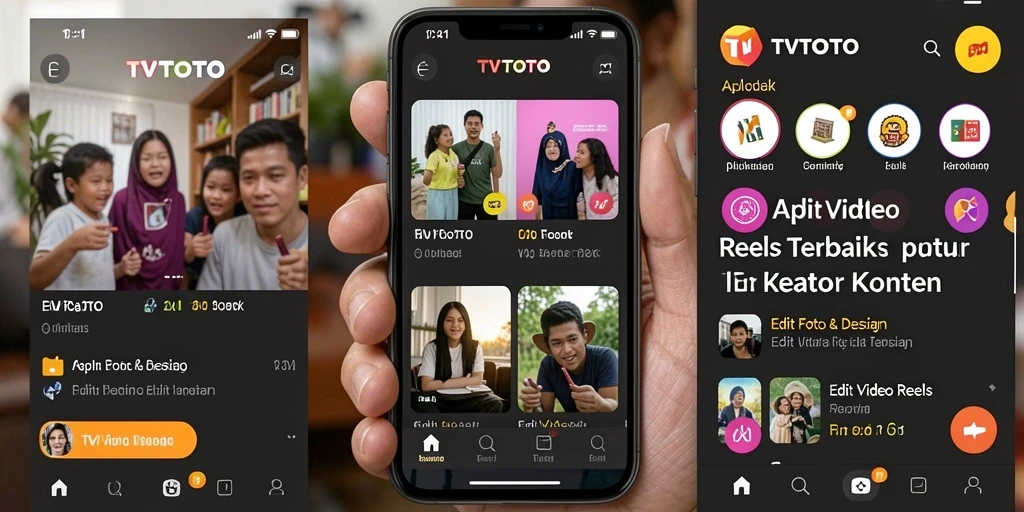 Antarmuka aplikasi TVTOTO dengan fitur Edit Video Reels yang menarik.